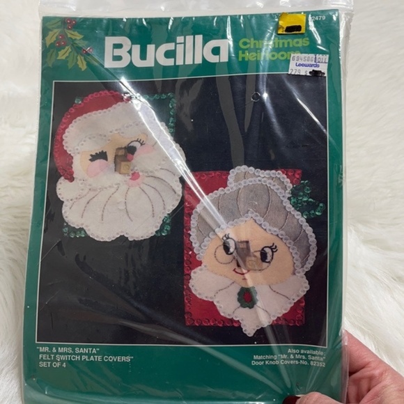 Bucilla Other - Vintage NWT Mr and Mrs Santa felt switch plate covers set of four